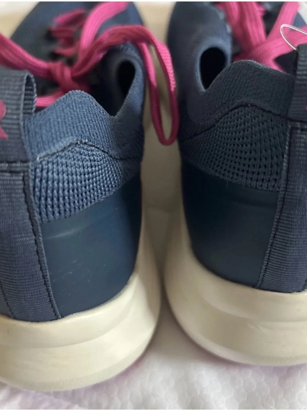 Rieker Navy Knit Sneakers with Pink Laces new